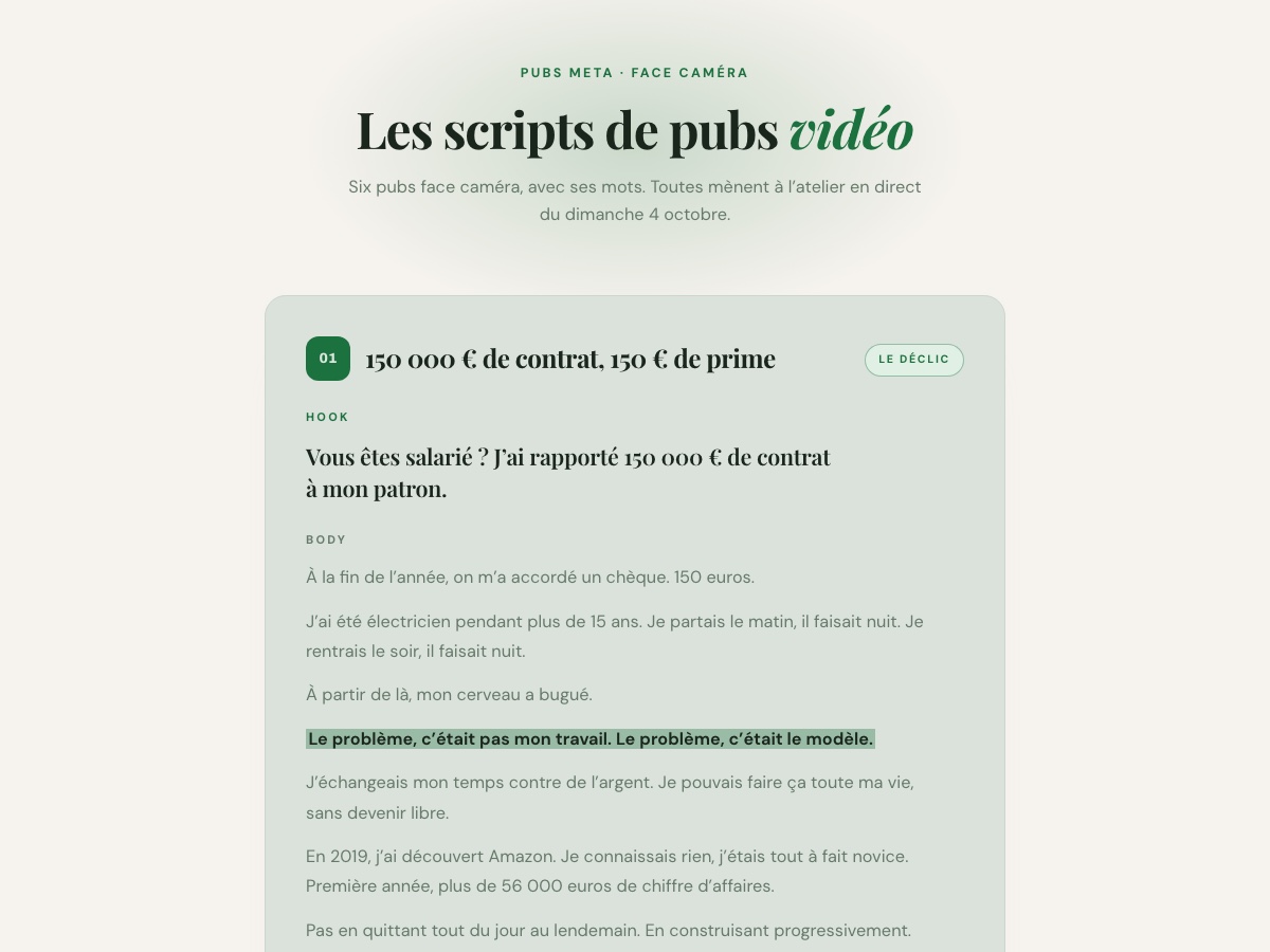 Aperçu : scripts de créas