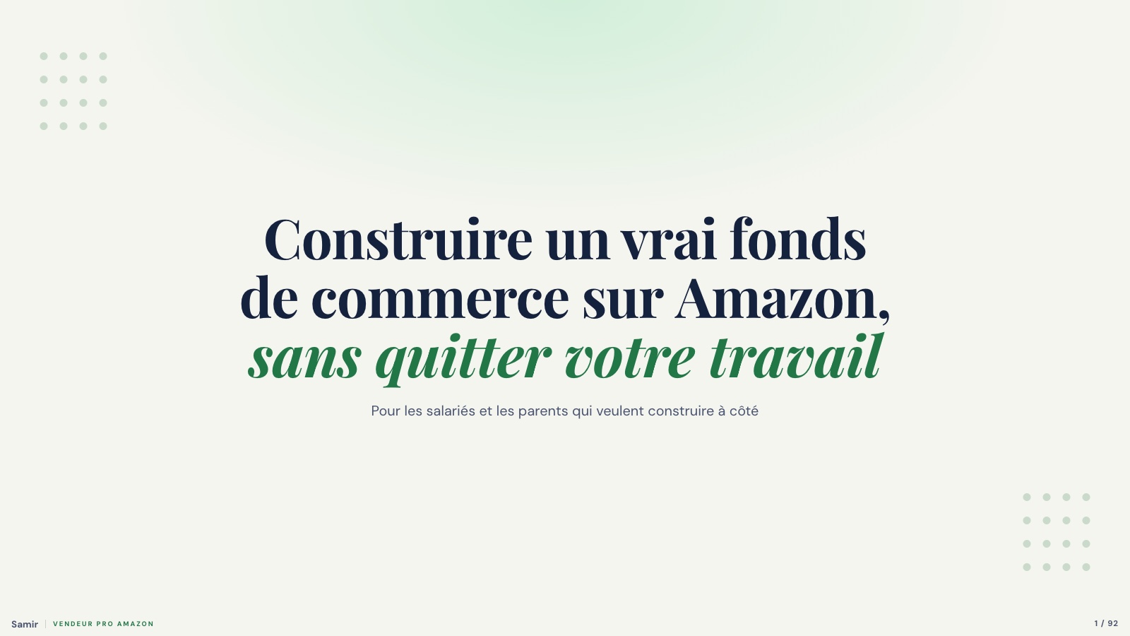 Aperçu de la présentation du webinaire